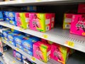 Tampon packages at store, playtex sport Royalty Free Stock Photo