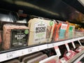 Plant-based meat products at store