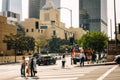 Downtown City of Los Angeles. Strret view, traffic, architecture, and people