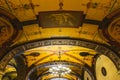 Historic Millennium Biltmore Hotel interior. Frescoed mural ceiling in the main Galleria. Downtown Los angeles, California