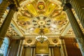 Historic Millennium Biltmore Hotel interior. Frescoed mural ceiling in the main Galleria. Downtown Los angeles, California