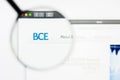 Los Angeles, California, USA - 8 April 2019: Illustrative Editorial of BCE website homepage. BCE logo visible on display