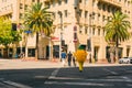 The intersection of Hollywood Boulevard and Vine Street on a bright sunny day, West Hollywood, California