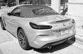 Los Angeles, California USA - April 13, 2021: silver grey bmw z4 luxury sport car back side view.