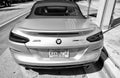 Los Angeles, California USA - April 13, 2021: silver grey bmw z4 luxury sport car back view.