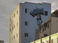 LOS ANGELES, CALIFORNIA, USA - AUGUST 25, 2015: close up of a big mural in venice beach