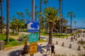 Los Angeles, California, USA, AUGUST, 20, 2018: Outdoor view of informative sign of evacuation route at Venice Beach