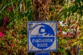 Los Angeles, California, USA, AUGUST, 20, 2018: Outdoor view of informative sign of evacuation route at Venice Beach