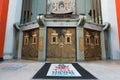 Close up of Grauman`s Chinese Theater on Hollywood Boulevard. Royalty Free Stock Photo