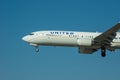 United Airlines Boeing 737 Max 9 Approaching for Landing Royalty Free Stock Photo