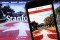 Los Angeles, California, USA - 7 December 2019: Phone screen with Stanford University website page on blurry background