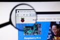 Los Angeles, California, USA - 19 December 2019: Raspberry Pi website page. Raspberrypi.org logo on display screen close-up,