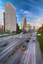 Los Angeles, California, USA Downtown Skyline and Highways Royalty Free Stock Photo