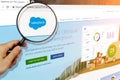 Los Angeles, California, USA - 15 February 2019: Salesforce website homepage. Salesforce logo visible on display screen Royalty Free Stock Photo