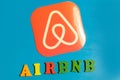 Los Angeles, California, USA - 25 January 2020: Airbnb app logo on background, Illustrative Editorial Royalty Free Stock Photo