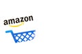 Los Angeles, California, USA - 17 January 2020: Amazon logo on white background with copy space, Illustrative Editorial Royalty Free Stock Photo