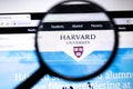 Los Angeles, California, USA - 23 January 2020: Harvard University website page. Harvard.edu logo on display screen