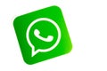 Los Angeles, California, USA - 17 January 2020: WhatsApp logo on white background with copy space. Social media icon, Illustrative
