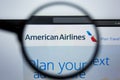 Los Angeles, California, USA - 21 Jule 2019: Illustrative Editorial of AA.COM website homepage. AMERICAN AIRLINES logo