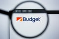 Los Angeles, California, USA - 21 Jule 2019: Illustrative Editorial of BUDGET.COM website homepage. BUDGET logo visible Royalty Free Stock Photo