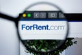 Los Angeles, California, USA - 29 Jule 2019: Illustrative Editorial of FORRENT.COM website homepage. FOR RENT logo