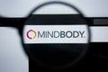 Los Angeles, California, USA - 21 Jule 2019: Illustrative Editorial of MINDBODY.COM website homepage. MIND BODY logo