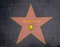 Los Angeles, California, USA, JUNE, 15, 2018: Outdoor view of Jackie Chan`s Hollywood Walk of Fame star in Hollywood, CA Royalty Free Stock Photo