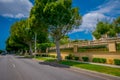 Los Angeles, California, USA, JUNE, 15, 2018: Outdoor view of palm trees street in Beverly Hills, Los Angeles Royalty Free Stock Photo