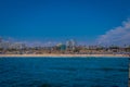 Los Angeles, California, USA, JUNE, 15, 2018: Outdoor view of Santa Monica State Beach, in the back residential Royalty Free Stock Photo