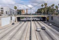 Busy traffic on the highway in Los Angeles, California