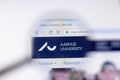 Los Angeles, California, USA - 7 March 2020: Aarhus University website homepage logo visible on display close-up, Illustrative