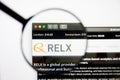 Los Angeles, California, USA - 5 March 2019: RELX Group website homepage. RELX Group logo visible on display screen, Illustrative