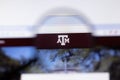 Los Angeles, California, USA - 7 March 2020: Texas A and M University website homepage logo visible on display close-up,