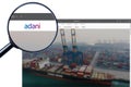 Los Angeles, California, USA - 11 Martha 2023: Adani Group website homepage. Adani Group logo visible.