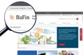 Los Angeles, California, USA - 8 Martha 2023: BaFin website homepage. BaFin logo visible.