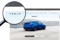 Los Angeles, California, USA - 11 Martha 2023: Tesla website homepage. Tesla logo visible.