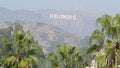 LOS ANGELES, CALIFORNIA, USA - 7 NOV 2019: Iconic Hollywood sign. Big letters on hills as symbol of cinema, movie studios and