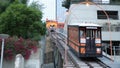 LOS ANGELES, CALIFORNIA, USA - 27 OCT 2019: Angels Flight retro funicular railway cabin. Vintage cable car station. Old-fashioned