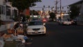 LOS ANGELES, CALIFORNIA, USA - 30 OCT 2019: Stack of waste on street roadside. Junk problem and recycling issues, pile of trash