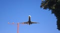 LOS ANGELES, CALIFORNIA, USA - OCT 9th, 2014: airplane shown shortly before landing at the LA Airport LAX.