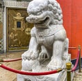 Los Angeles, California, USA October 1, 2023: Lion or dragon sculpture at the Los Angeles Chinese Theater.