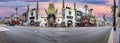 Los Angeles, California, USA October 1, 2023: Panoramic photograph of the famous Chinese theater on the walk of fame.