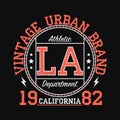Los Angeles, California vintage urban brand graphic for t-shirt. Original clothes design with grunge. Authentic apparel typography