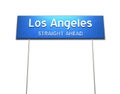 Los Angeles City 3D Highway Sign Over White Background with Clipping Path Royalty Free Stock Photo