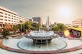 Los Angeles City Hall building behind water fountain at Grand Park Royalty Free Stock Photo