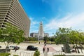 Los Angeles city hall seen from Grand park Royalty Free Stock Photo