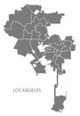 Los Angeles city map with boroughs grey illustration silhouette Royalty Free Stock Photo