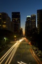 Los Angeles city skyline at night. Royalty Free Stock Photo