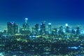 Los Angeles city skyline at night Royalty Free Stock Photo