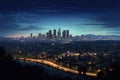 Los Angeles city skyline at night, California, United States of America, Los Angeles at night, AI Generated Royalty Free Stock Photo